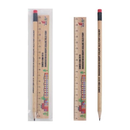Kit Éco-responsable de Règle et Crayon Personnalisés - KIT-ECO 2 impression logo haute qualité