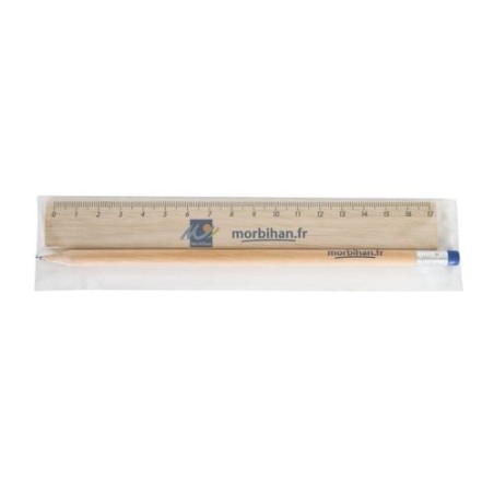 Kit Éco-responsable de Règle et Crayon Personnalisés - KIT-ECO 2 objet publicitaire robuste