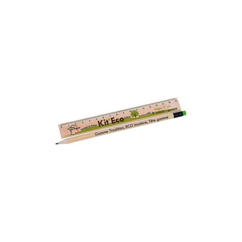 Kit Éco-responsable de Règle et Crayon Personnalisés - KIT-ECO 2 objet promo petit budget