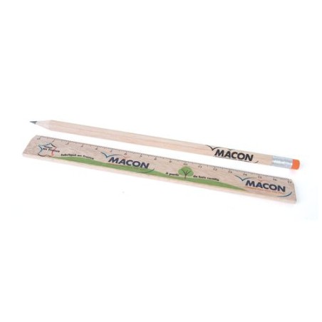 Kit Éco-responsable de Règle et Crayon Personnalisés - KIT-ECO 2 personnalisable avec votre logo