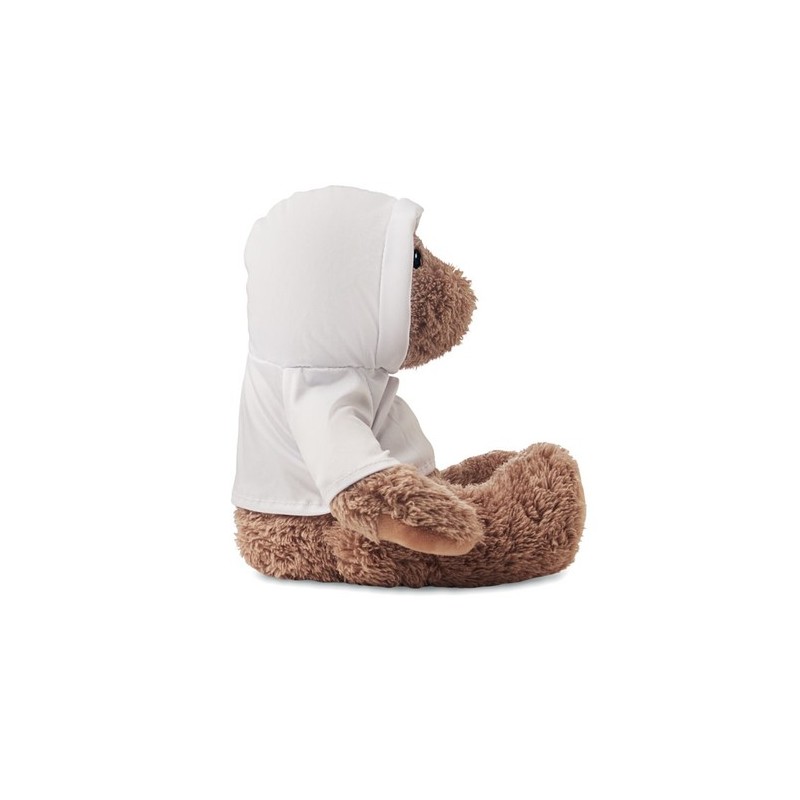 Peluche Ourson Unique Cadeau Publicitaire - JOHN Matières : PET Couleurs : blanc personnalisable avec votre logo