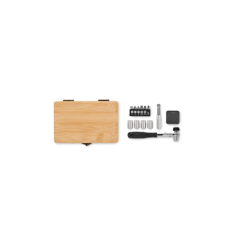 Set d'outils personnalisé pratique et élégant 13 pièces - FUROBAM Matières : bambou Couleurs : bois personnalisable avec votre l