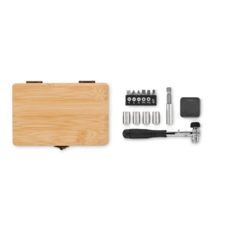 Set d'outils personnalisé pratique et élégant 13 pièces - FUROBAM Matières : bambou Couleurs : bois personnalisable avec votre l