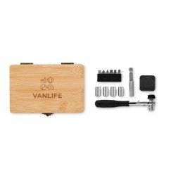 Set d'outils personnalisé pratique et élégant 13 pièces - FUROBAM Matières : bambou Couleurs : bois goodies publicitaire événeme