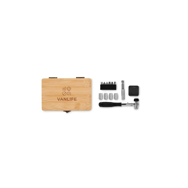 Set d'outils personnalisé pratique et élégant 13 pièces - FUROBAM Matières : bambou Couleurs : bois goodies publicitaire événeme