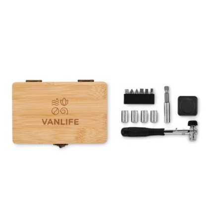 Set d'outils personnalisé pratique et élégant 13 pièces - FUROBAM Matières : bambou Couleurs : bois goodies publicitaire événeme