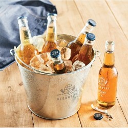 Seau à bouteille en métal personnalisé 4L pas cher - BUCKY Matières : métal Couleurs : argenté mat cadeau entreprise pas cher