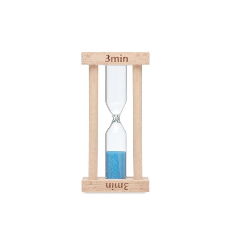 Sablier en bois  3 minutes - CI Matières : bois Couleurs : bois personnalisable avec votre logo