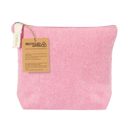 Trousse de Toilette Éco-responsable Personnalisée Belix pas cher Matières : coton recyclé Couleurs : rose personnalisable avec v