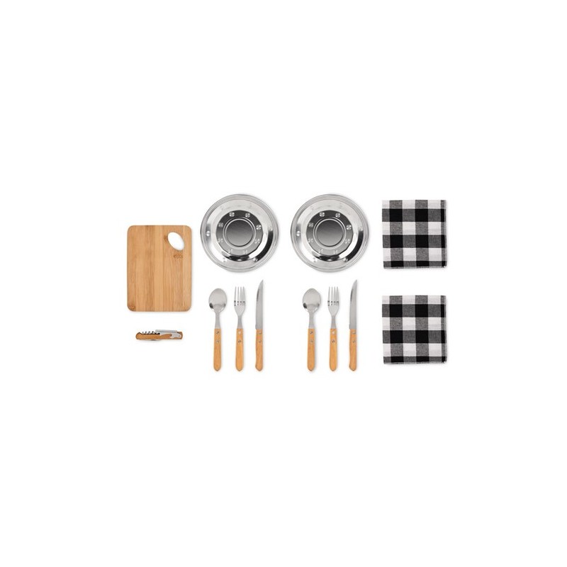 Set de Pique-Nique Personnalisé Éco-responsable pour 2 Personnes - HUDSON Matières : coton Couleurs : beige cadeau entreprise pa