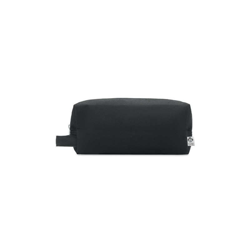 Sac cosmétique  en toile 220 gr personnalisable - Goodies Matières : coton biologique Couleurs : noir marquage laser ultra préci