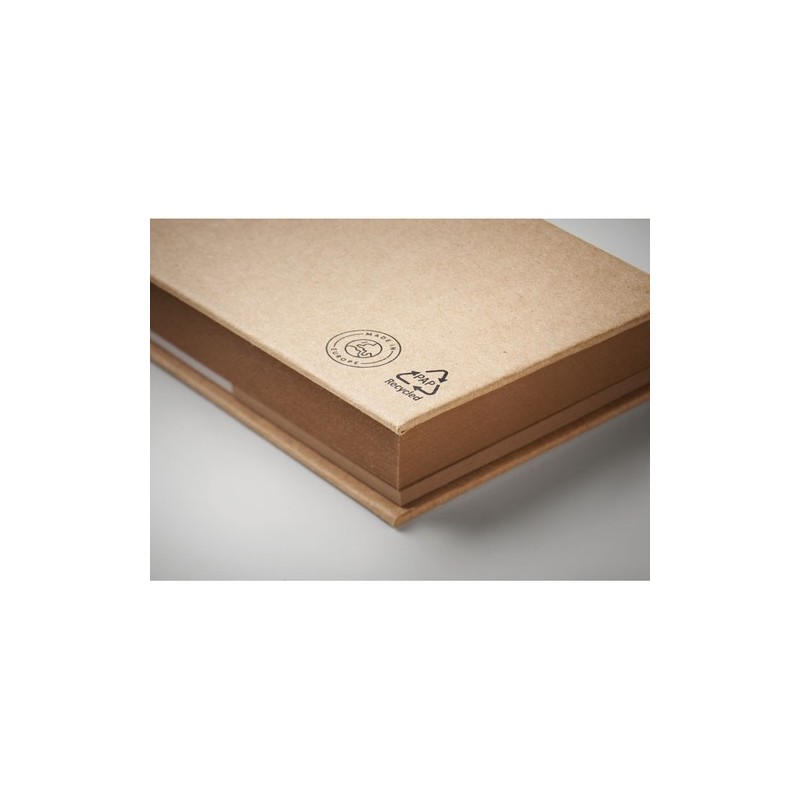 Set de Notes Éco-responsables Recyclées Personnalisé MEUI Matières : papier recyclé Couleurs : beige marquage laser ultra précis
