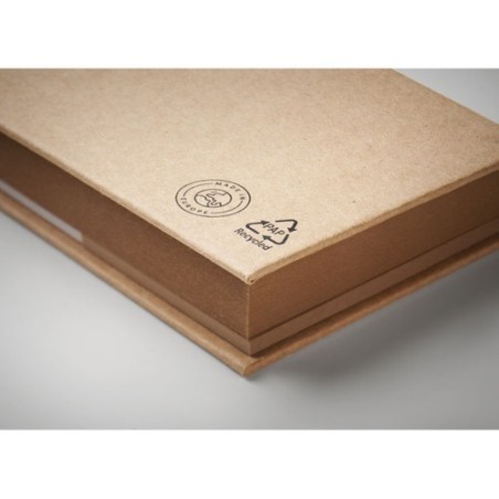 Set de Notes Éco-responsables Recyclées Personnalisé MEUI Matières : papier recyclé Couleurs : beige marquage laser ultra précis
