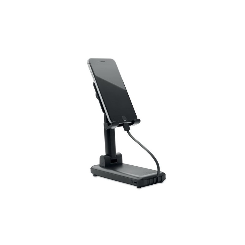 Powerbank Éco-responsable 10000 mAh avec Support Téléphone Inclus - AVELI Couleurs : noir personnalisable avec votre logo