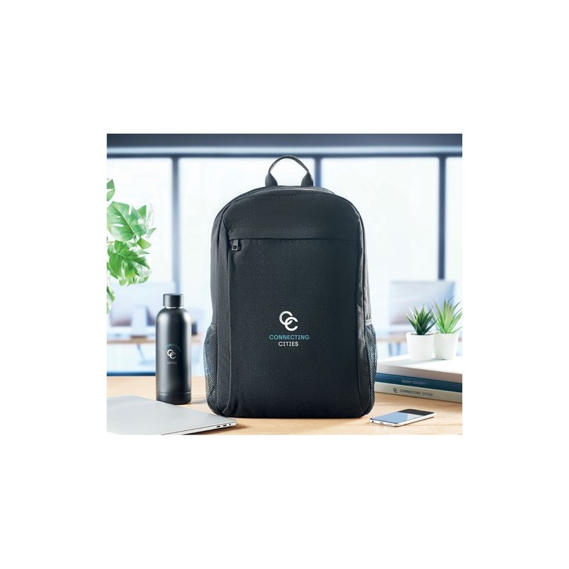 Sac à dos personnalisé  pour ordinateur 15" EIRI Matières : coton Couleurs : noir marquage laser ultra précis