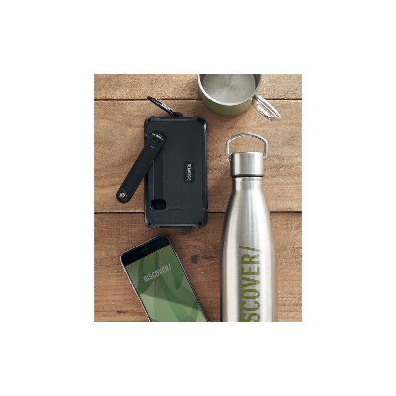 Powerbank solaire  à dynamo 8000mAh - DYA Couleurs : noir goodies publicitaire événementiel