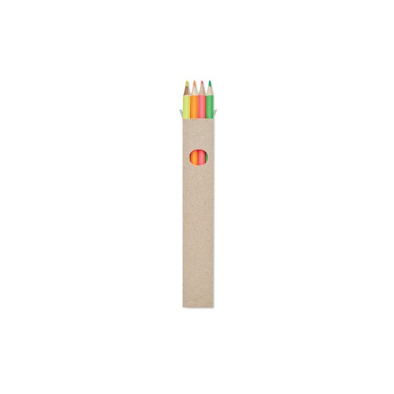 Set de 4 Crayons Surligneurs Personnalisés Éco-responsables - BOWY Matières : bois Couleurs : multicolore