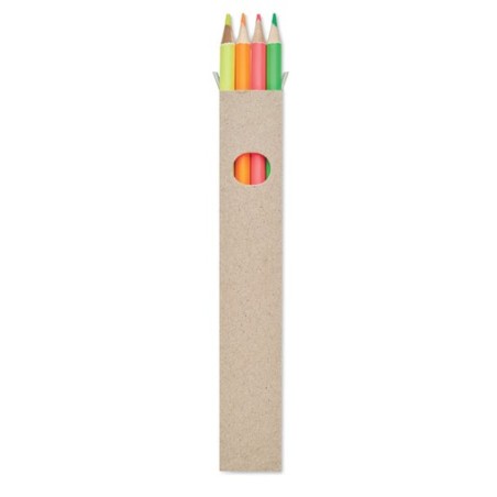 Set de 4 Crayons Surligneurs Personnalisés Éco-responsables - BOWY Matières : bois Couleurs : multicolore