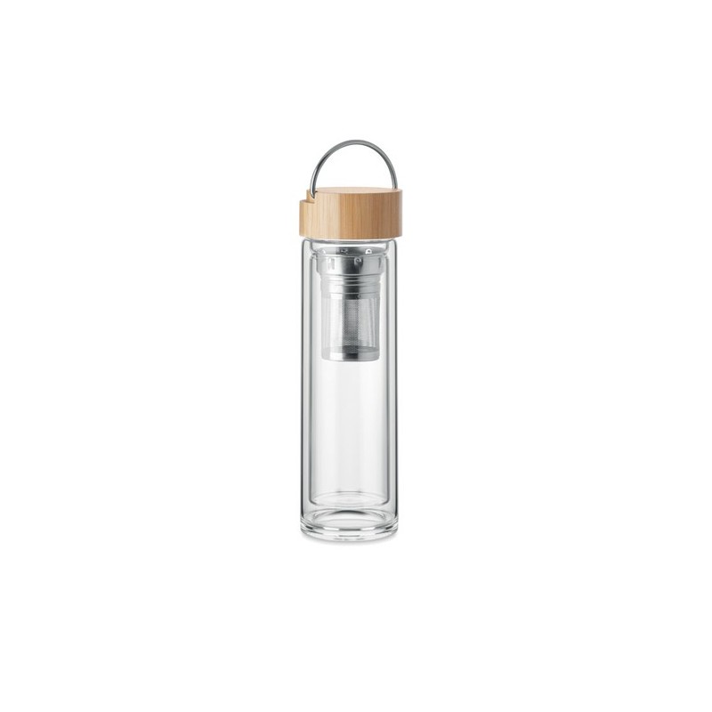 Bouteille Éco-responsable en Verre Personnalisée 400ml BATAMI Matières : borosilicate Couleurs : transparent