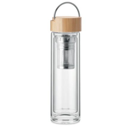 Bouteille Éco-responsable en Verre Personnalisée 400ml BATAMI Matières : borosilicate Couleurs : transparent