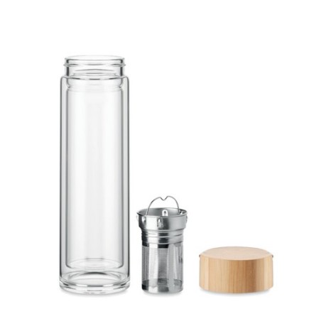 Bouteille Éco-responsable en Verre Personnalisée 400ml BATAMI Matières : borosilicate Couleurs : transparent personnalisable ave