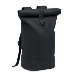 Sac à dos  en toile lavée personnalisé ZURICH ROLL - Style économique Matières : PET recyclé Couleurs : noir