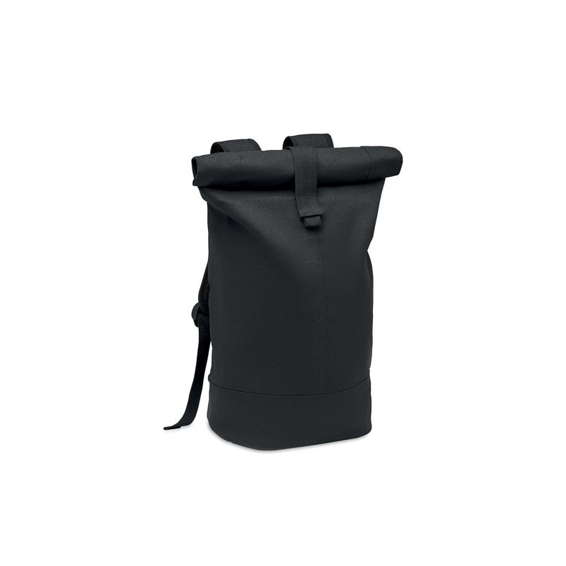 Sac à dos  en toile lavée personnalisé ZURICH ROLL - Style économique Matières : PET recyclé Couleurs : noir
