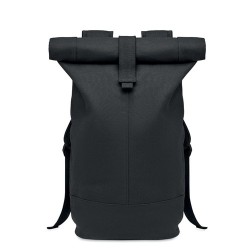 Sac à dos  en toile lavée personnalisé ZURICH ROLL - Style économique Matières : PET recyclé Couleurs : noir cadeau entreprise p