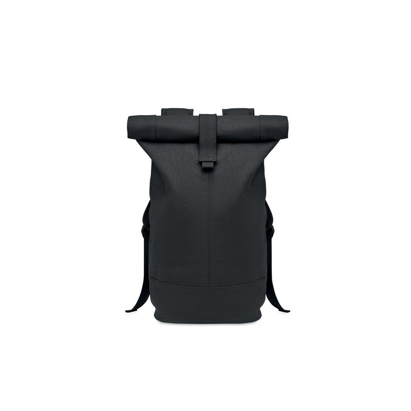 Sac à dos  en toile lavée personnalisé ZURICH ROLL - Style économique Matières : PET recyclé Couleurs : noir cadeau entreprise p