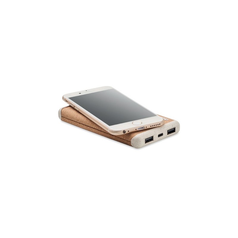 Powerbank Éco-responsable Personnalisée 10000mAh à Charge Rapide RALIA Couleurs : beige personnalisable avec votre logo