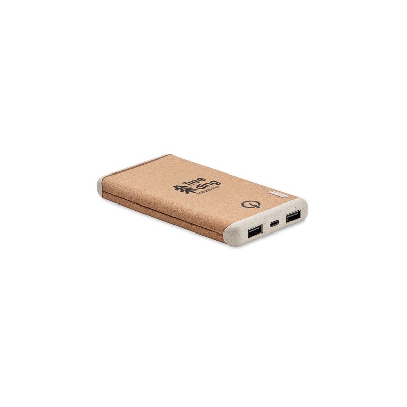 Powerbank Éco-responsable Personnalisée 10000mAh à Charge Rapide RALIA Couleurs : beige cadeau entreprise pas cher