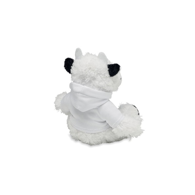 Peluche Vache Personnalisée Publicitaire MANNY Matières : PET Couleurs : blanc cadeau entreprise pas cher