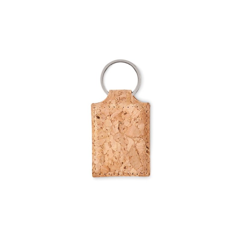 Porte-clés rectangulaire en liège personnalisé - CONCON Matières : liège Couleurs : beige cadeau entreprise pas cher