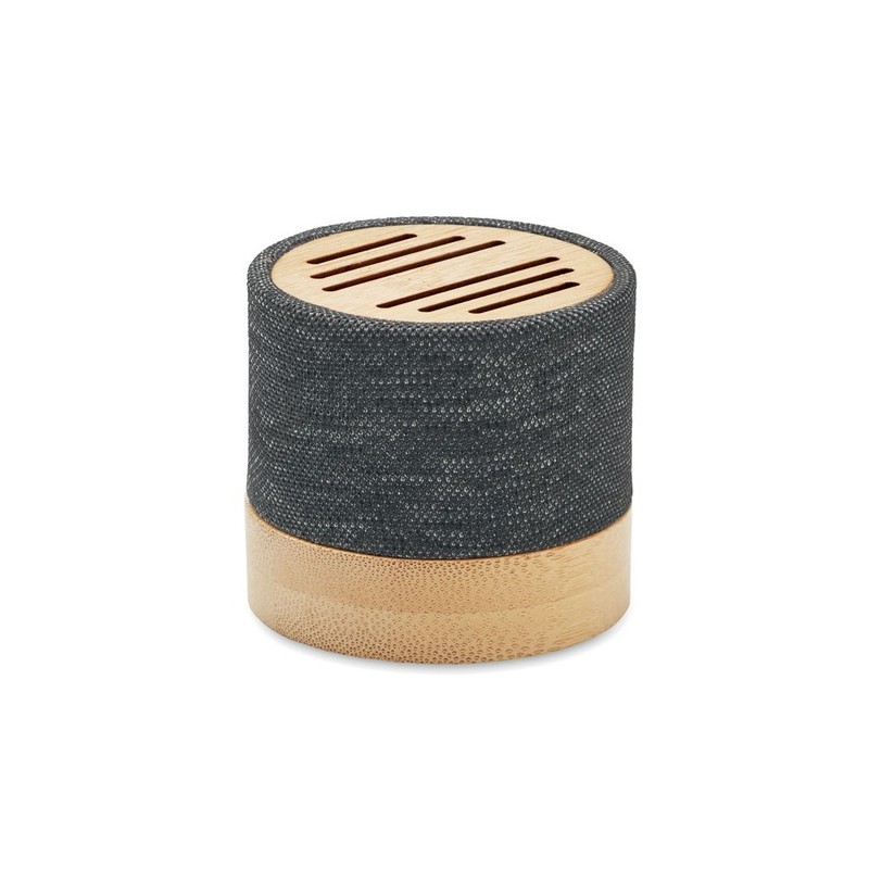 Haut-parleur Éco-responsable Personnalisé en Bambou RPET - BOOL Couleurs : noir