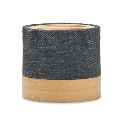 Haut-parleur Éco-responsable Personnalisé en Bambou RPET - BOOL Couleurs : noir marquage laser ultra précis