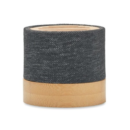 Haut-parleur Éco-responsable Personnalisé en Bambou RPET - BOOL Couleurs : noir marquage laser ultra précis