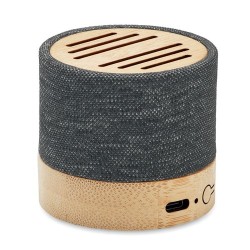 Haut-parleur Éco-responsable Personnalisé en Bambou RPET - BOOL Couleurs : noir cadeau client original