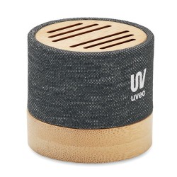 Haut-parleur Éco-responsable Personnalisé en Bambou RPET - BOOL Couleurs : noir objet promo petit budget