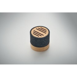 Haut-parleur Éco-responsable Personnalisé en Bambou RPET - BOOL Couleurs : noir marquage laser ultra précis