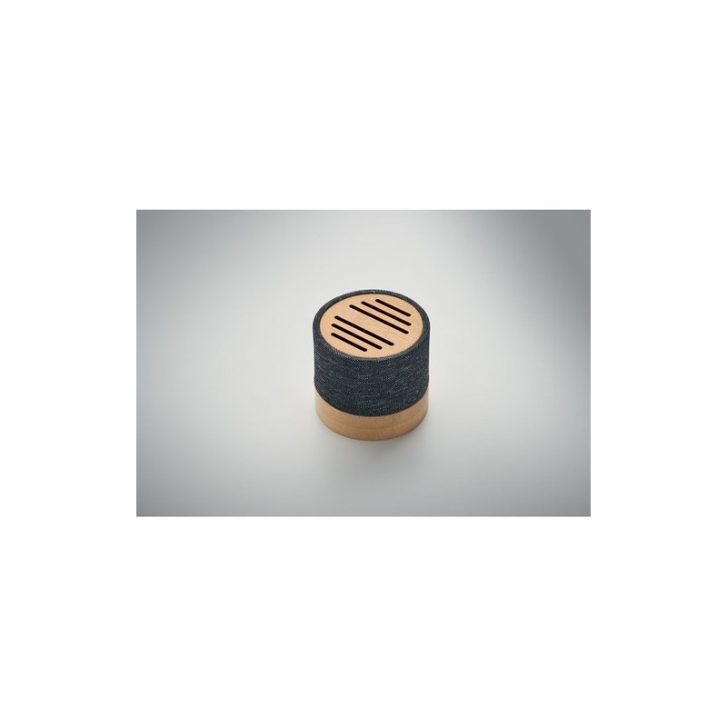 Haut-parleur Éco-responsable Personnalisé en Bambou RPET - BOOL Couleurs : noir marquage laser ultra précis