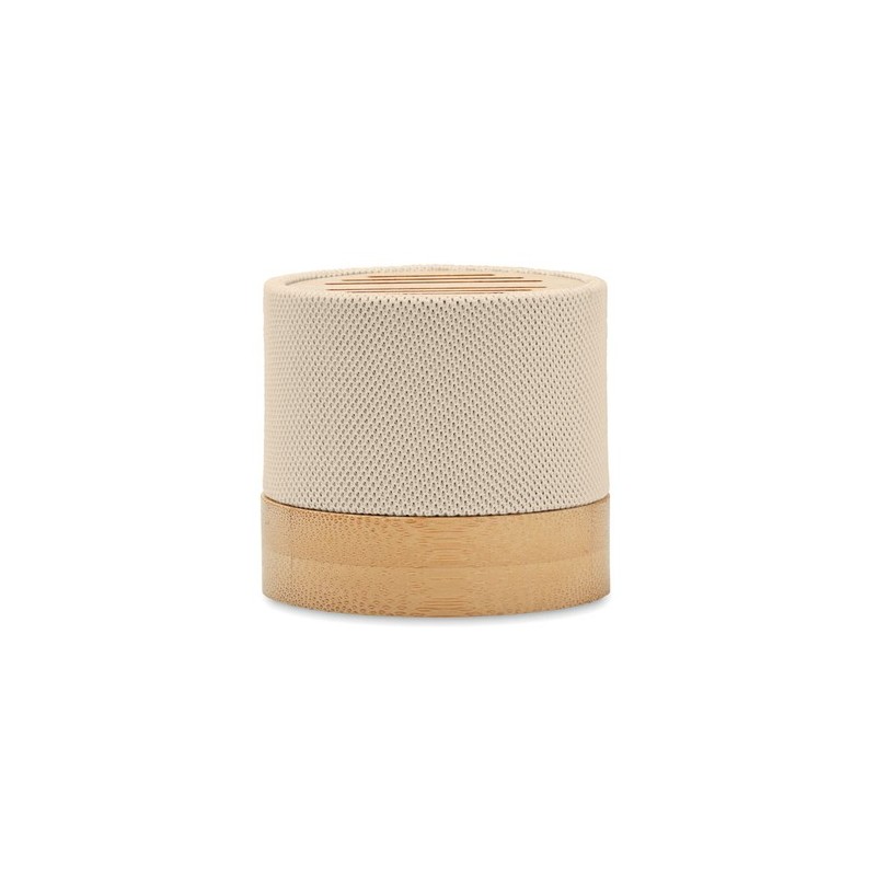 Haut-parleur Éco-responsable Personnalisé en Bambou RPET - BOOL Couleurs : beige goodies entreprise design