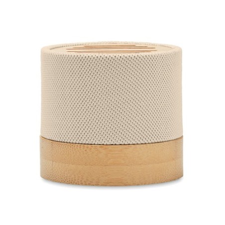 Haut-parleur Éco-responsable Personnalisé en Bambou RPET - BOOL Couleurs : beige goodies entreprise design