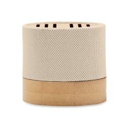 Haut-parleur Éco-responsable Personnalisé en Bambou RPET - BOOL Couleurs : beige impression logo haute qualité