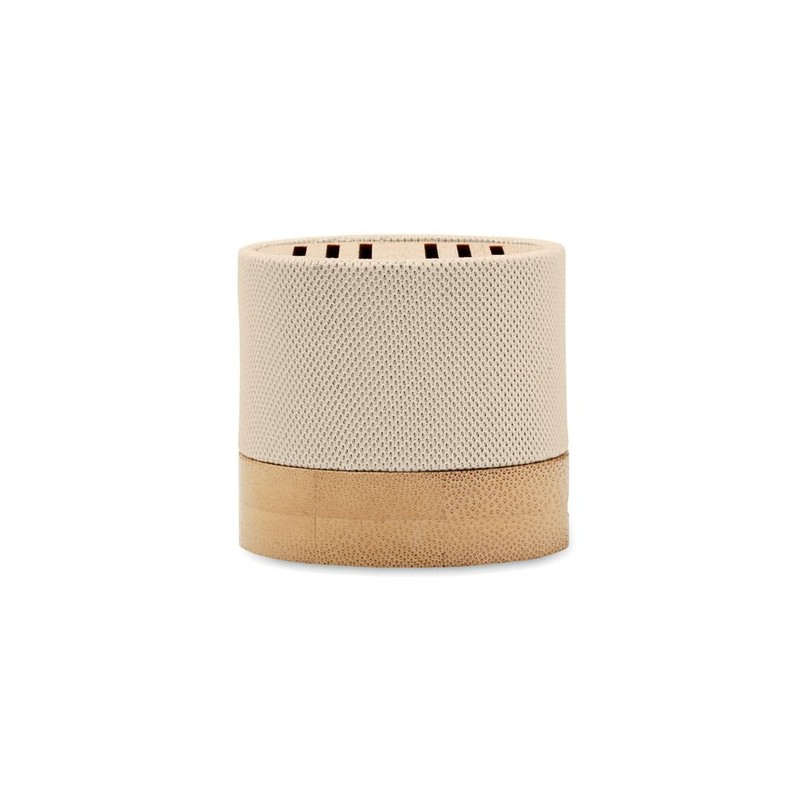 Haut-parleur Éco-responsable Personnalisé en Bambou RPET - BOOL Couleurs : beige impression logo haute qualité