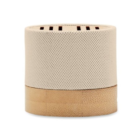 Haut-parleur Éco-responsable Personnalisé en Bambou RPET - BOOL Couleurs : beige impression logo haute qualité