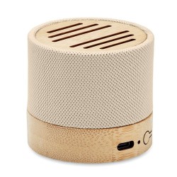 Haut-parleur Éco-responsable Personnalisé en Bambou RPET - BOOL Couleurs : beige personnalisation sur mesure