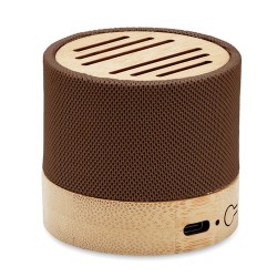 Haut-parleur Éco-responsable Personnalisé en Bambou RPET - BOOL Couleurs : chocolat marquage couleur éclatante