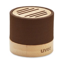 Haut-parleur Éco-responsable Personnalisé en Bambou RPET - BOOL Couleurs : chocolat goodies personnalisé en stock
