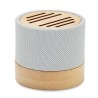 Haut-parleur Éco-responsable Personnalisé en Bambou RPET - BOOL Couleurs : blanc personnalisable avec votre logo