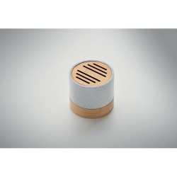 Haut-parleur Éco-responsable Personnalisé en Bambou RPET - BOOL Couleurs : blanc impression haute définition